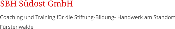 Coaching und Training fr die Stiftung-Bildung- Handwerk am Standort Frstenwalde SBH Sdost GmbH